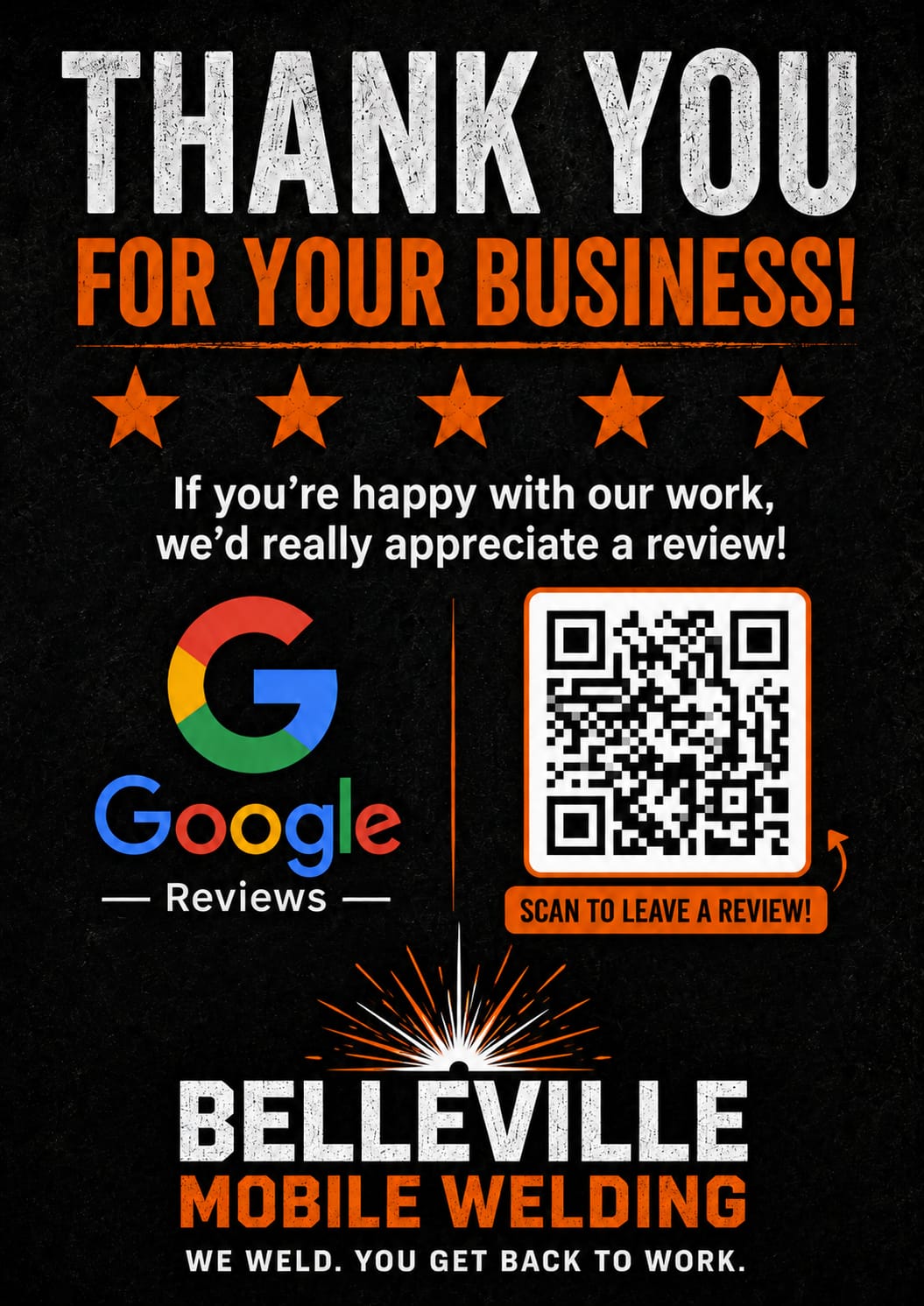 Belleville Mobile Welding review request card