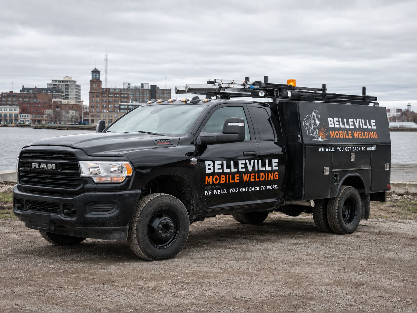 Belleville Mobile Welding service truck set up for on-site welding in the Belleville Ontario area